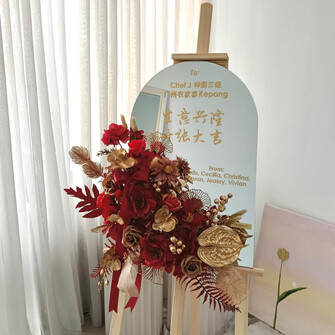 Opening Mirror Flower Stand - Golden Red theme